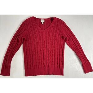 Gorgeous St Johns Bay‎ Cotton
Women's XL Red Cable Knit V-Neck
Pullover Sweater